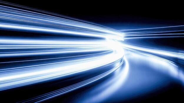 Dynamic Light Streaks on Dark Background Modern Abstract Design for Technology and Innovation photo