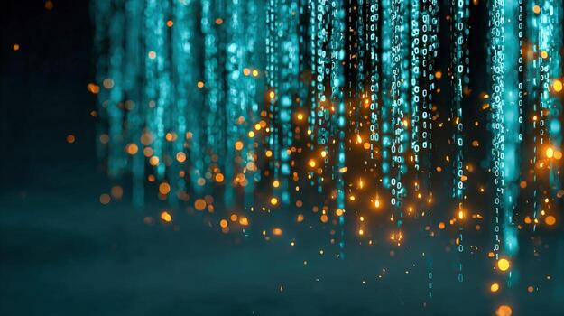 Digital Data Stream Abstract Binary Code Visualization for Technology, Cybersecurity, and Financial Markets photo