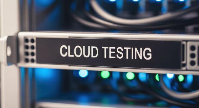 servidor estante con nube pruebas etiqueta ilustra Internet seguridad y infraestructura en un datos centrar foto