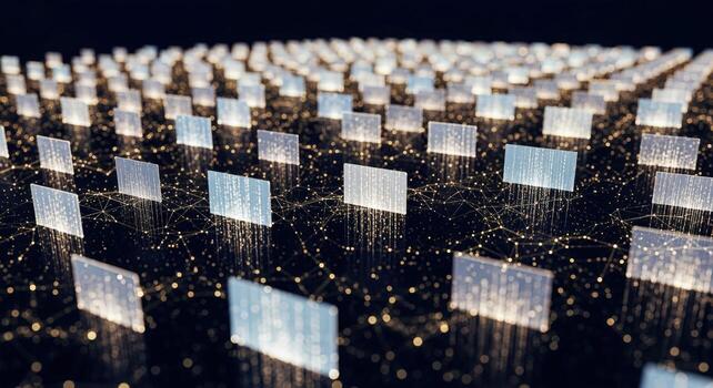 Abstract Network Grid Visualization Digital Data Nodes Interconnected for Computing and Communications Technology Illustration photo