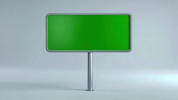 Green Screen Billboard Mockup for Advertisement with Metal Frame, Isolated on White Background for Custom Messages photo