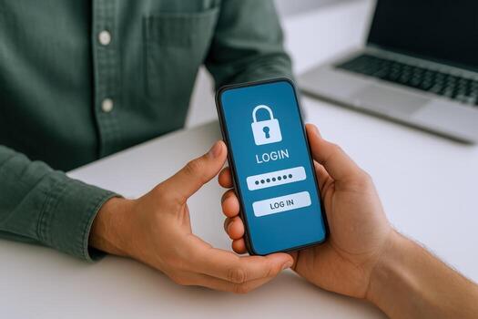 Mobile Login Authentication with Padlock Icon Secure Access and Cyber Security Concept for Business photo