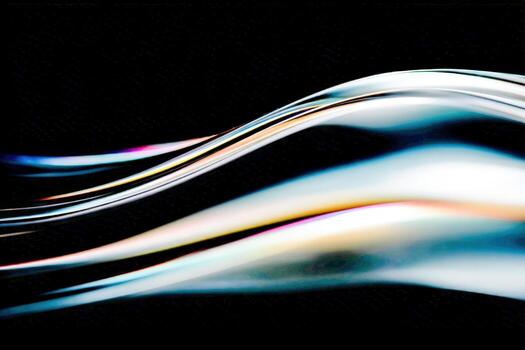 Abstract Wave Form with Metallic Sheen on Black Background, Modern Design Element photo