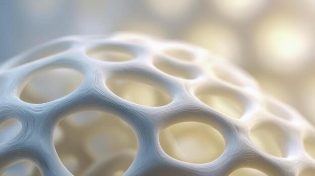 Abstract White Cellular Structure Medical and Scientific Visualization of Porous Material for Biomedical Research photo
