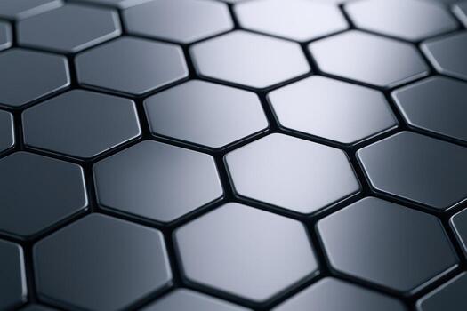 Hexagonal Geometric Pattern Abstract Background with Metallic Texture for Technology and Science Presentations photo