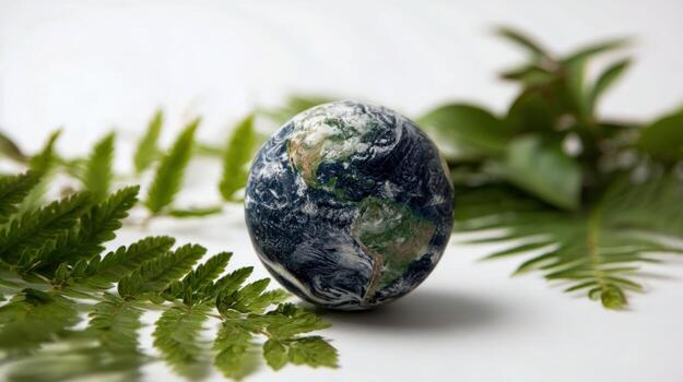Globe Surrounded by Greenery A Conceptual Image Representing Ecology, Conservation, and Environmental Awareness photo