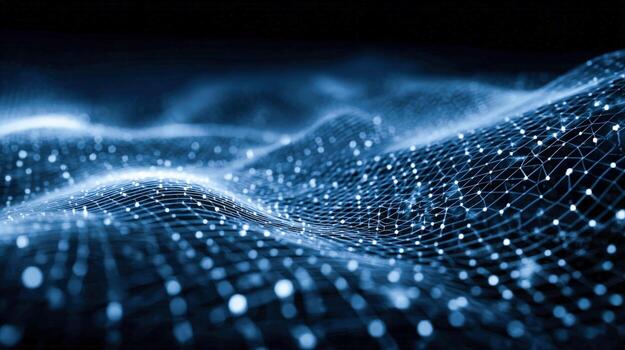 Abstract Data Network Visualization with Connected Dots and Lines in Blue Tones for Technology Background photo