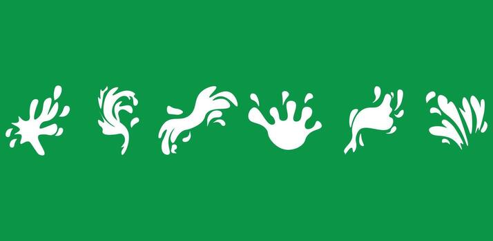 seis blanco agua salpicaduras formar resumen artístico modelo en un Esmeralda antecedentes vector