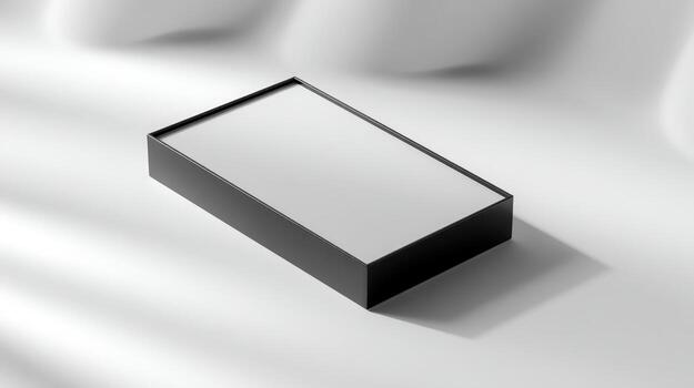 minimalista rectangular caja Bosquejo en blanco superficie para producto embalaje y presentación, alta calidad estudio Disparo foto
