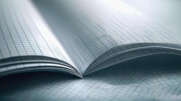 Open Notebook Showing Blank Grid Paper, Emphasizing Potential for Writing, Planning, and Conceptualizing Ideas photo