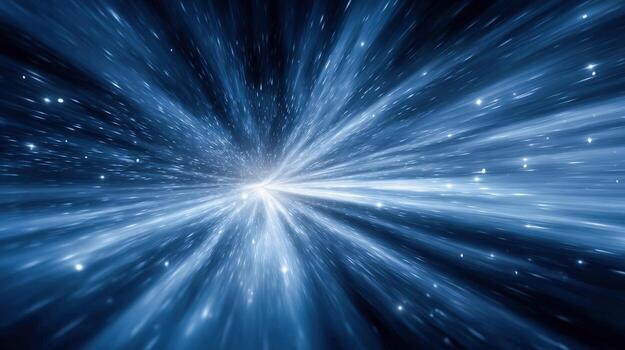 Abstract Cosmic Wormhole Immersive Travel Through Spacetime, Hyperdrive, and Interstellar Journey with Luminous Light Streaks photo