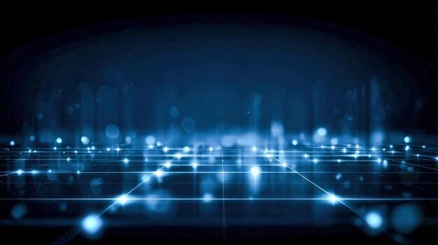 Abstract Dark Blue Technology Background with Interconnected Lines and Nodes, Representing Networks and Data photo