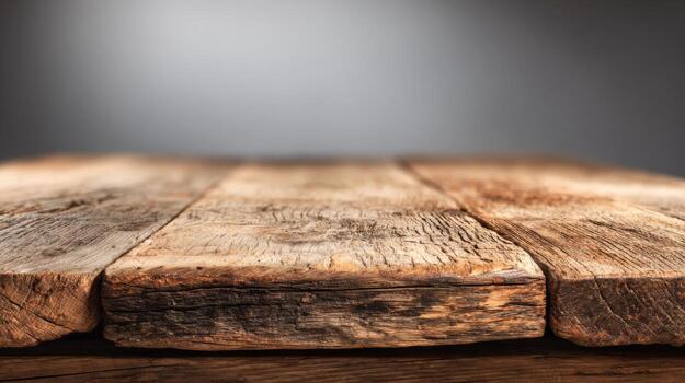 Rustic Wood Tabletop with Blurred Background for Product Mockups and Display Presentations photo