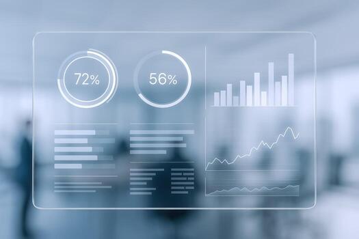 Data Analytics Dashboard Displaying Key Performance Indicators and Business Metrics for Strategic Decision-Making in Modern Office photo