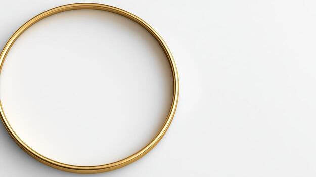 Elegant Golden Hoop Frame on White Background with Copy Space for Product Mockups photo