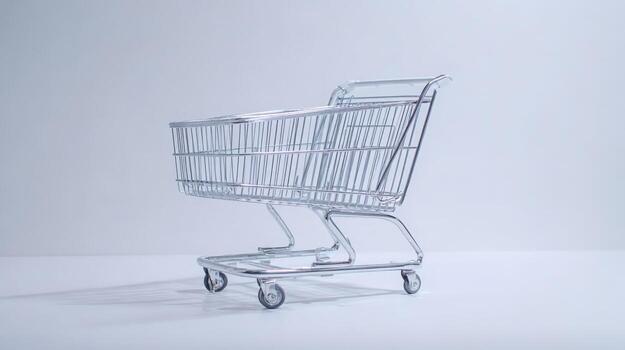 Shopping Cart Isolated on White Background, Retail Concept, Consumerism, Empty Cart photo