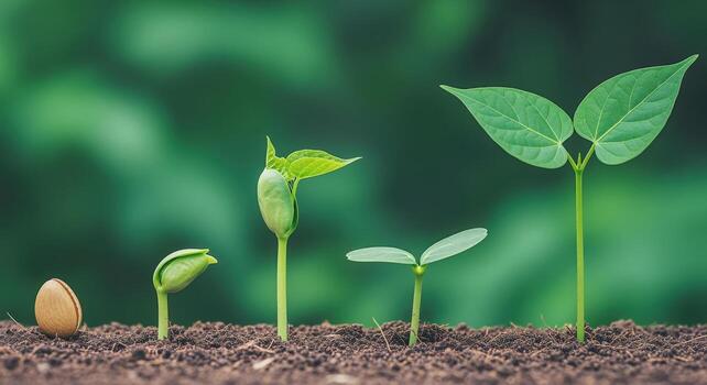 Seedling Growth Stages A Time-Lapse View of Germination and Development into a Young Plant photo