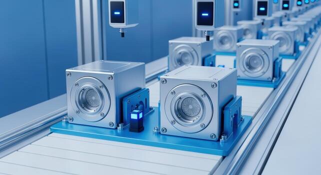 Automated Production Line Robotic Assembly of Precision Components in a Modern Manufacturing Facility photo