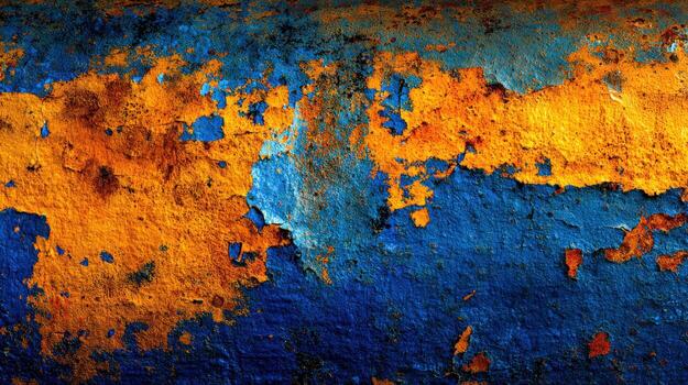Abstract Texture with Blue and Orange Paint, Grunge Surface for Backgrounds and Artistic Compositions photo