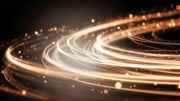 Abstract Golden Light Trails on Dark Background, Dynamic Futuristic Design, Creative Visual Effect photo