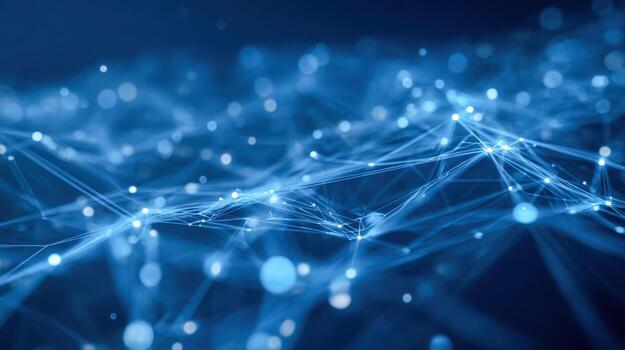 Abstract Technology Background with Glowing Nodes and Interconnected Lines, Representing Networks, Data, and Futuristic Concepts photo