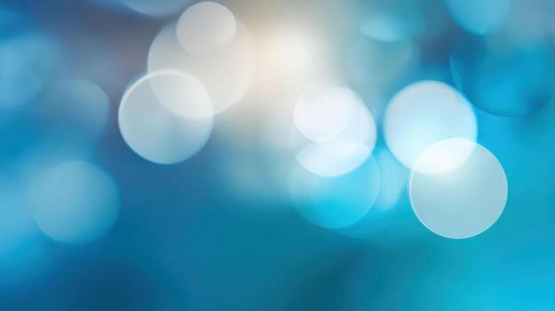 Abstract Teal and White Bokeh Background with Defocused Lights for Festive Design photo