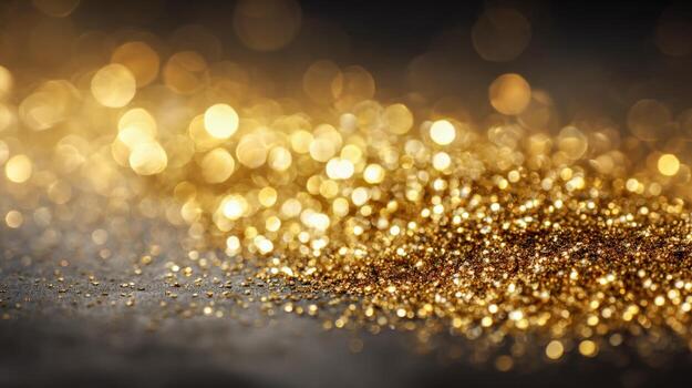 Abstract Gold Glitter Texture Background with Bokeh Lights, Ideal for Festive Celebrations and Luxurious Designs photo