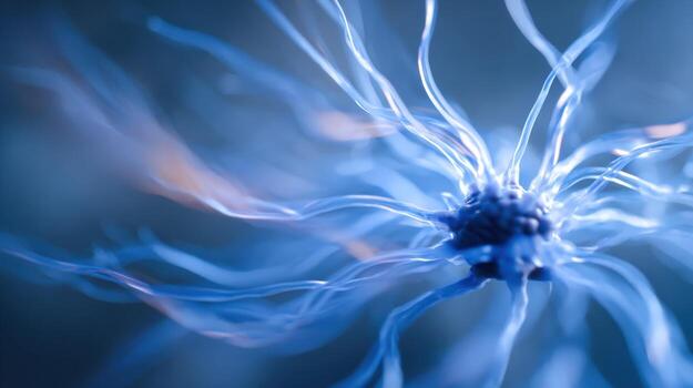 Abstract Neural Network Visualization Complex Interconnected System with Blue Tones for Science and Technology Concepts photo