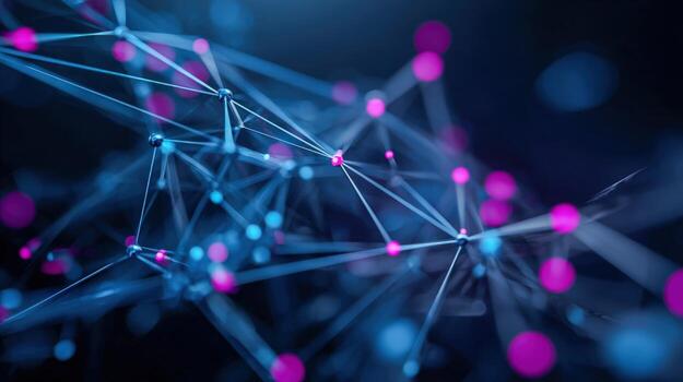 Abstract Network Connection Digital Data Visualization with Interconnected Nodes for Technology and Science Concepts photo