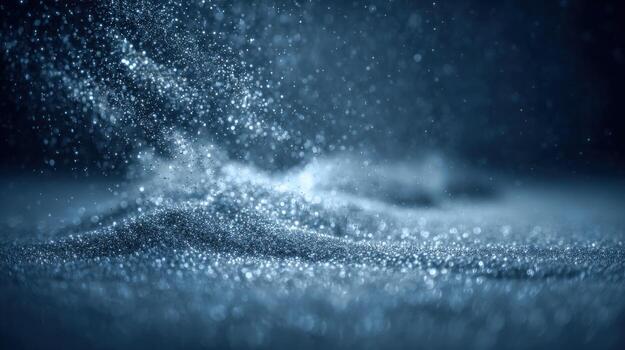 Abstract Silver Glitter Falling on a Dark Surface, Creating a Sparkly and Enchanting Visual Effect photo