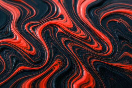 Abstract Swirling Liquid Texture in Red and Black, Modern Artistic Background for Graphic Design photo
