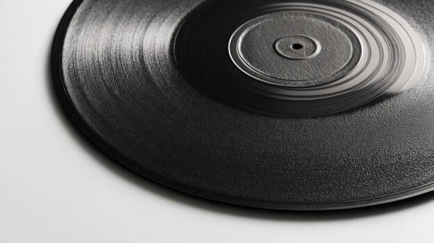 Macro Shot of a Classic Vinyl Record Displaying Musical Texture and Nostalgic Aesthetic photo
