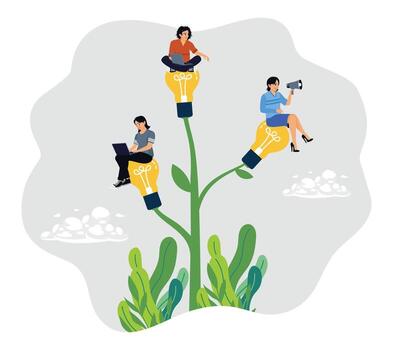 Collaboration and teamwork in career growth towards success. vector