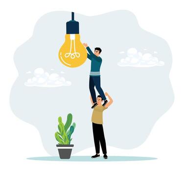 Teamwork help get solution to solve problem. vector