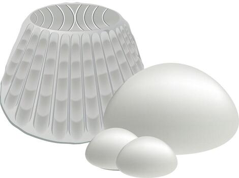 Abstract composition featuring various sized white domes on white background vector