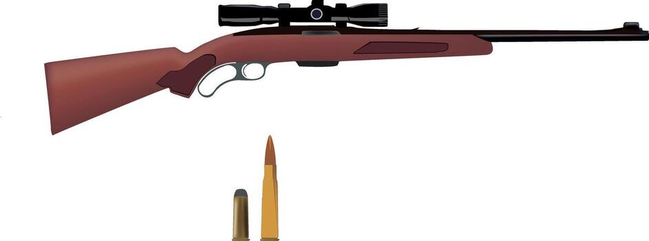 caza rifle con alcance y munición en blanco antecedentes vector