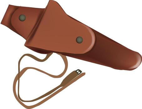 Empty brown leather holster with belt loop on white background vector