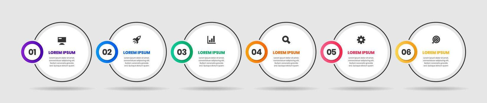 Infographic Element Design Templates with Icons and 6 Numbers. Suitable for Process Diagram, Workflow Layout, Banner, Infographic vector