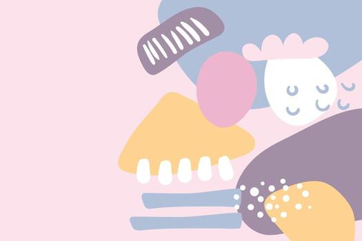 Hand Draw Flat Pastel Background with Abstract Shapes and Lines. Minimal Modern Doodle Backdrop vector