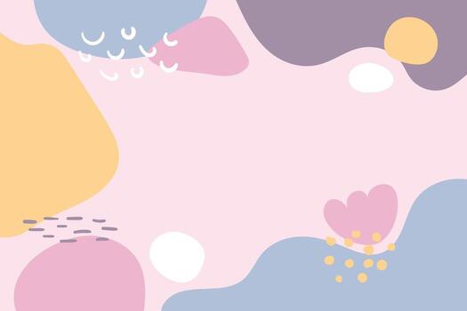 Pastel Minimal Background with Abstract Shapes and Lines. Hand Draw Colorful Modern Backdrop vector