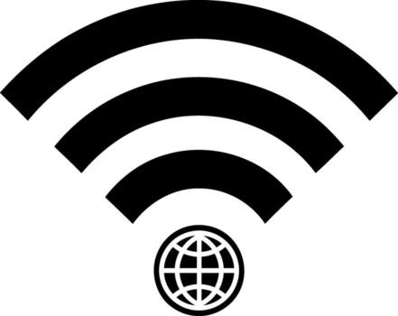 Wireless internet signal globe icon for global connection vector
