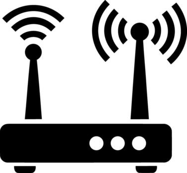 Simple wifi router icon with signal waves vector