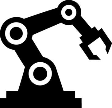 Industrial robotic arm machine for automation and manufacturing vector