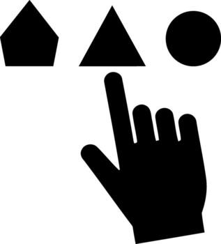 Hand cursor clicking geometric shapes simple icon vector