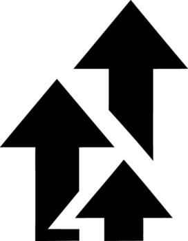 Three upward arrows showing growth progress and success vector