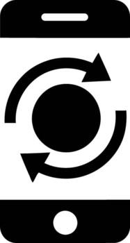 Phone syncing and data exchange simple graphic icon vector