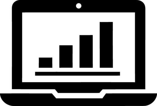 ordenador portátil pantalla demostración crecimiento gráfico bar grafico analítica vector