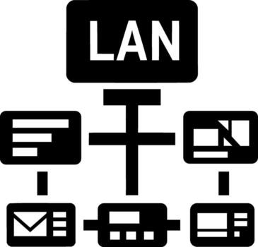 Local area network diagram simple computer connection icon vector