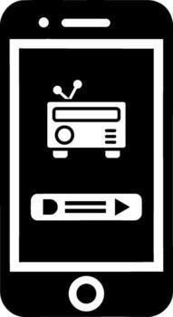 móvil teléfono pantalla mostrando radio aplicación interfaz icono vector