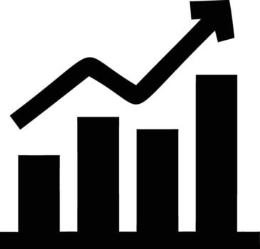 Simple business growth bar chart with upward arrow icon vector